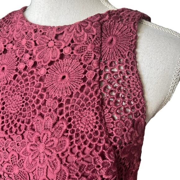 WAYF Randy burgundy crochet lace mini dress high neck cocktail party boho - Picture 4 of 13